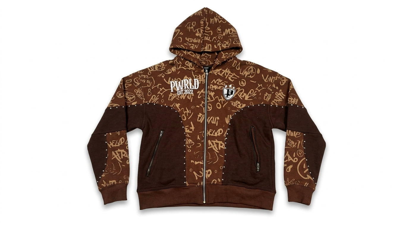 PWRLD Mocha Zip Up